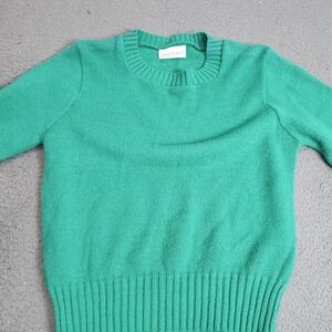 Vintage Garland Sweater Youth Kids Small Green Knit Crewneck Pullover Made USA